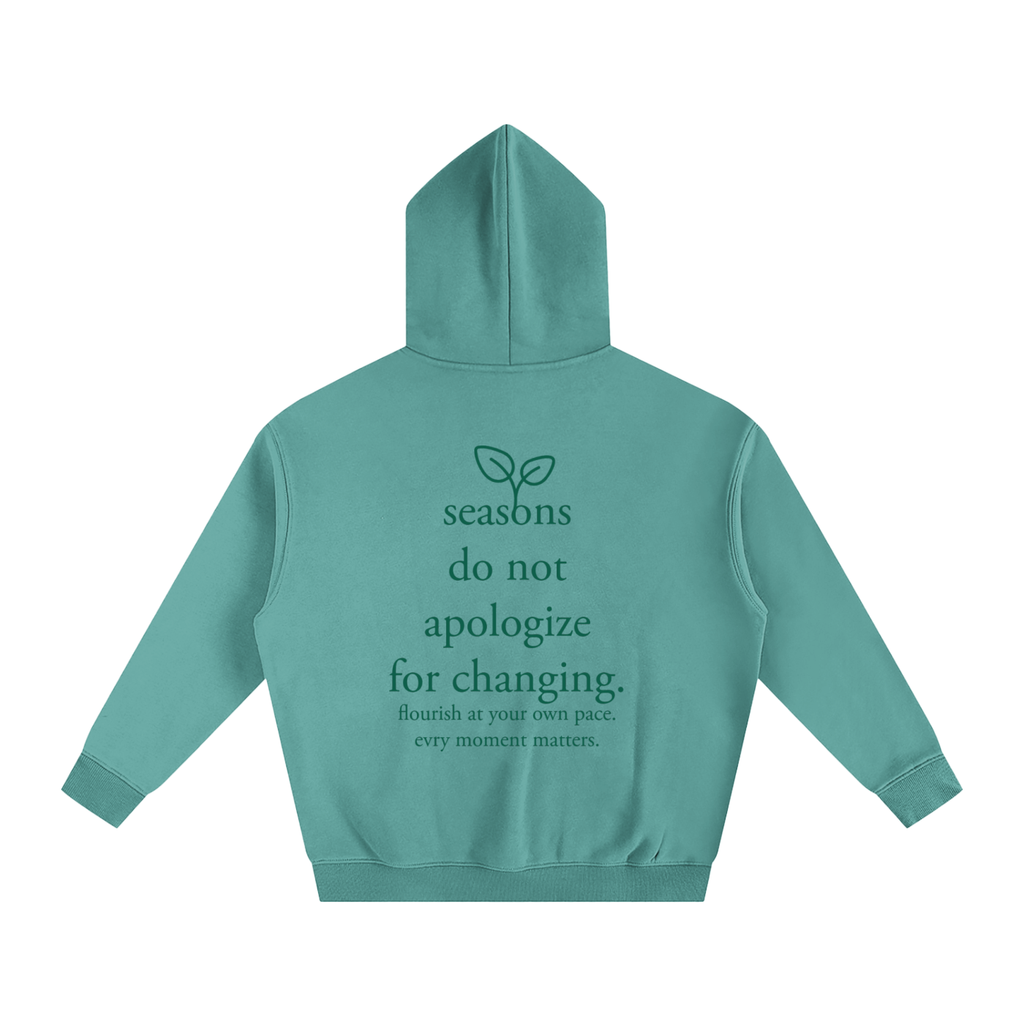 "seasons" green oversized fleece hoodie