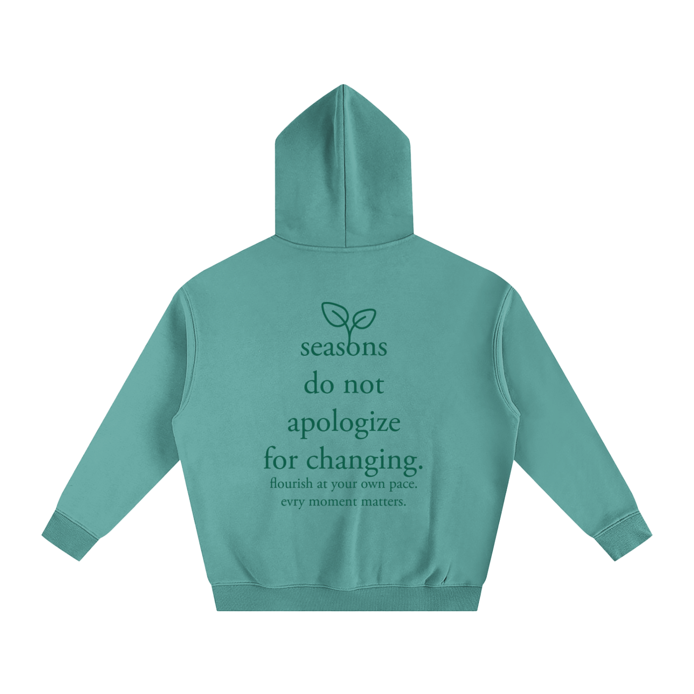 "seasons" green oversized fleece hoodie