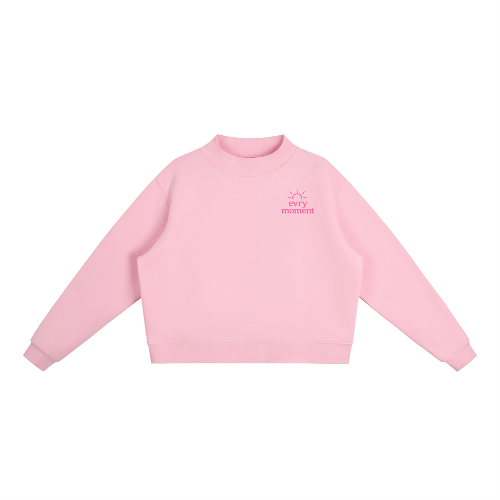 clouds pink fleece mockneck